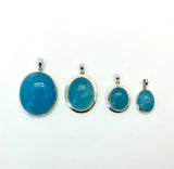 Aquamarine Cabochon Round Pendant, Small