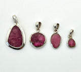 Watermelon Tourmaline Pendant, Large, Silver Stacked Setting