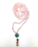 Rose Quartz Mala with Tibetan Om