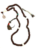 Mala with Tibetan features charms in silver ad sice beads bodhi seed 