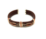 tri color copper and leather brown bracelet with bendable flex