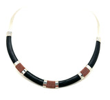 silver copper leather neck cuff hand hewn