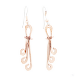 Triple Frond Drop Copper Earrings