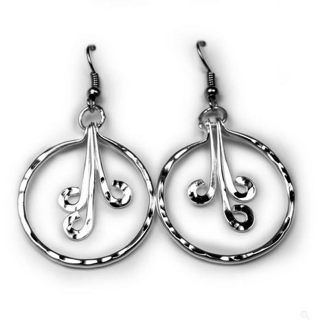 Encircled Frond Silver Earrings