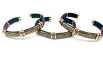 Tri-colored Purple & Black Leather Cuff Bracelet