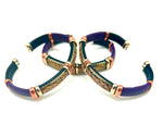 Tri-colored Purple & Black Leather Cuff Bracelet