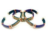 Tri-colored Purple & Black Leather Cuff Bracelet