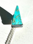 Turquoise Pyramid Stone Silver Necklace
