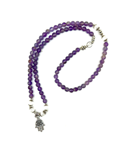 Amethyst Mala with Hand Charm