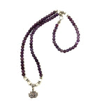 Amethyst Mala with Meditating Lotus Charm