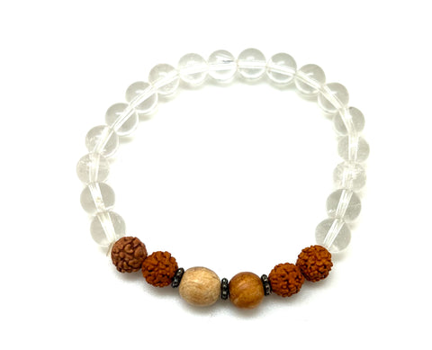 Quartz Crystal Bracelet with Rudraksha