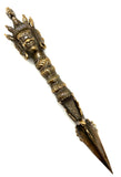 carved phurba tool with horse ali deity details