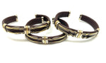 Brown Leather With Brass Lattice Cuff Bracelet