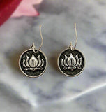 black lotus earrings hand carved 