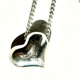 Necklace with puffed silver heart