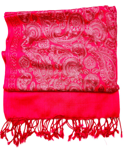 Tibetan Scarf - Pink Embroidered