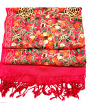 Tibetan Scarf - Dusty Rose Embroidered