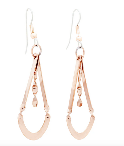 Swizzle Stick Tear Drop Copper Earrings