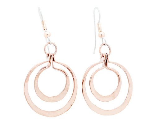 Double Circle Drop Copper Earrings