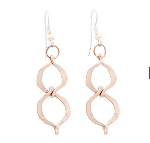 Serpentine Circles Drop Copper Earrings