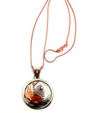 necklace with symbol in copper of flame ying & yang