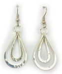 Double Teardrop Drop Silver Earrings