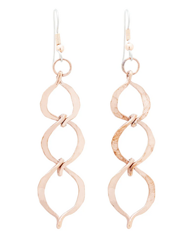 Triple Serpentine Drop Copper Earrings