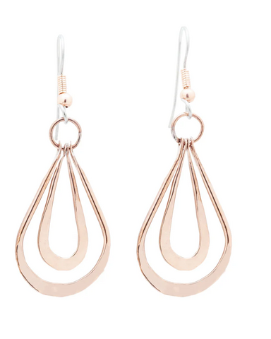 Double Teardrop Drop Copper Earrings