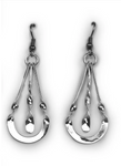 Swizzle Stick Tear Drop Silver Earrings