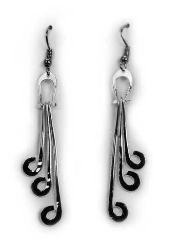 Triple Frond Drop Silver Earrings