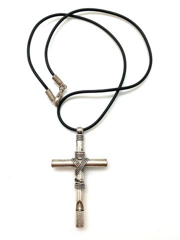 Silver Cross Pendant with Cord